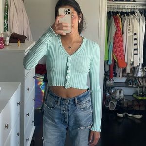 Cotton candy LA long sleeve sweater. Full button up